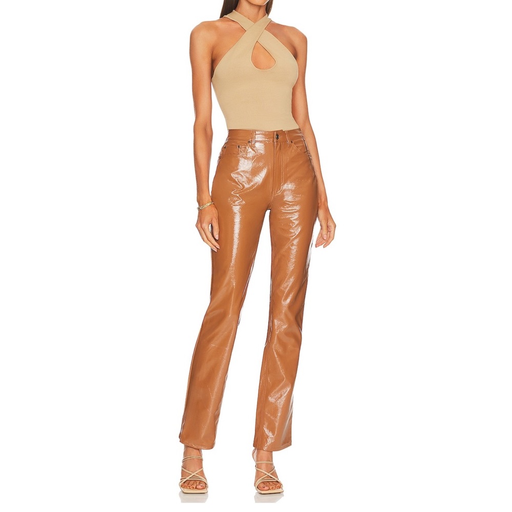 AFRM Brown Patent Leather Pants